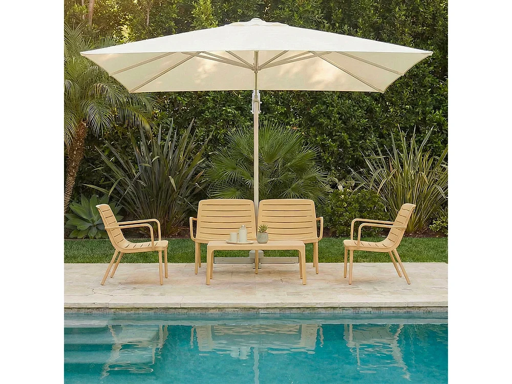 Moro - Salon de jardin 4 places en résine - Jaune