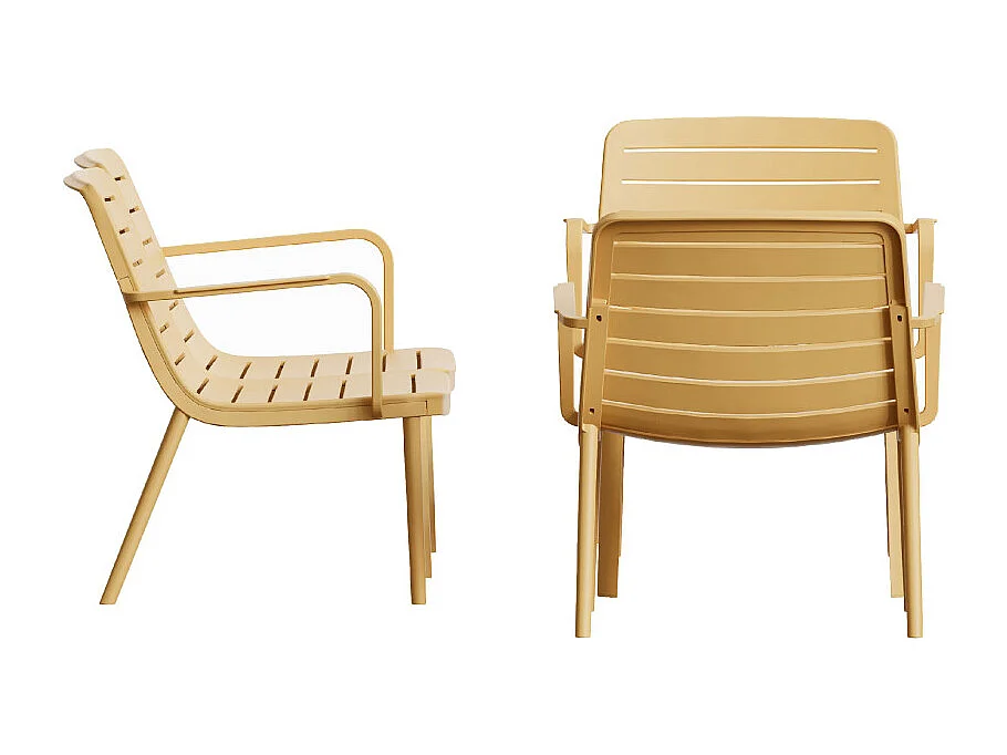 Moro - Salon de jardin 4 places en résine - Jaune