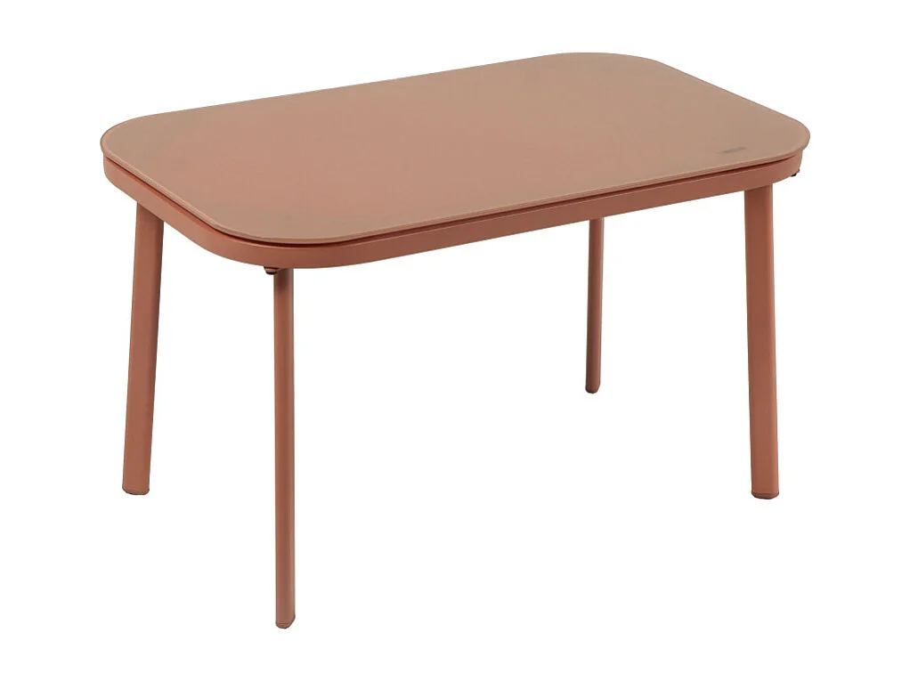 Kallia - Salon de jardin 4 personnes à rayures en acier et textilène - Terracotta