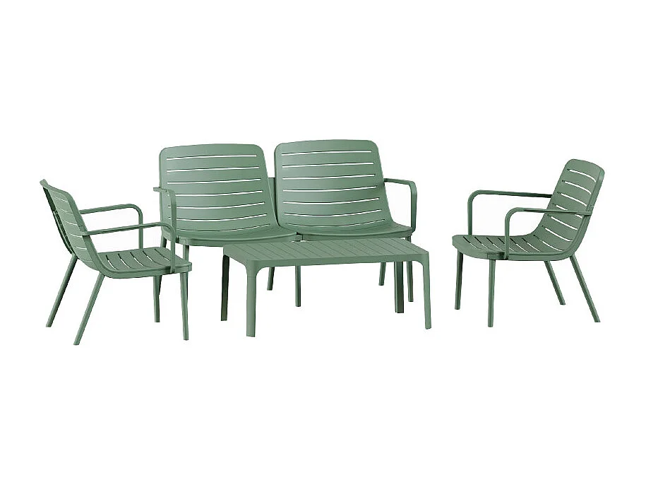 Moro - Salon de jardin 4 personnes en résine - Vert