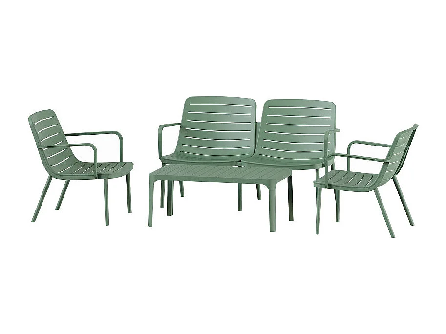 Moro - Salon de jardin 4 personnes en résine - Vert