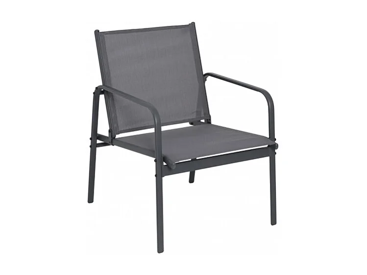 Kallia - Salon de jardin 4 personnes en acier et textilène - Gris foncé