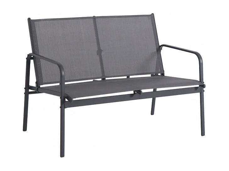 Kallia - Salon de jardin 4 places en métal et textilène - Gris foncé