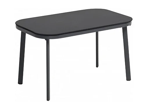 Kallia - Salon de jardin 4 places en métal et textilène - Gris foncé