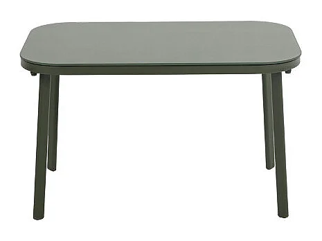 Kallia - Salon de jardin 4 personnes à rayures en acier et textilène - Vert olive