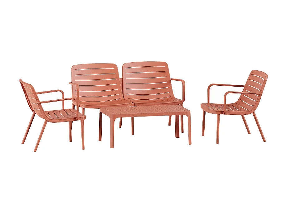 Moro - Salon de jardin 4 personnes en résine - Terracotta