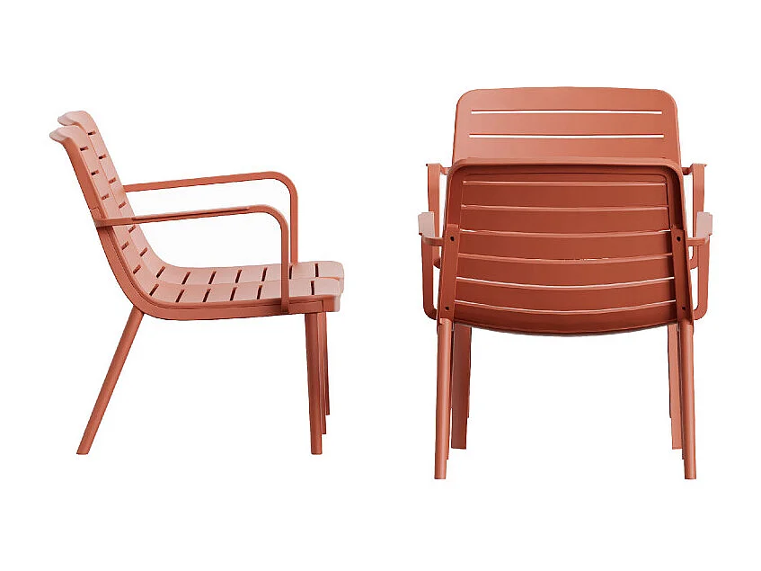 Moro - Salon de jardin 4 personnes en résine - Terracotta