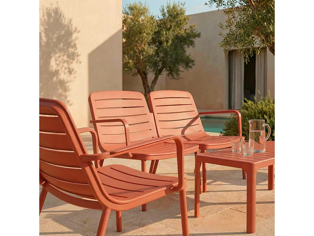 Moro - Salon de jardin 4 places en résine - Terracotta