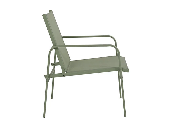 Kallia - Salon de jardin 4 personnes en acier et textilène - Vert sauge