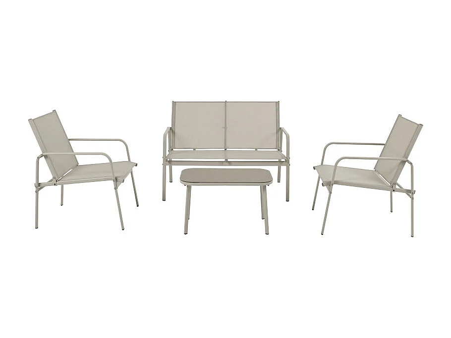 Kallia - Salon de jardin 4 personnes en acier et textilène - Beige