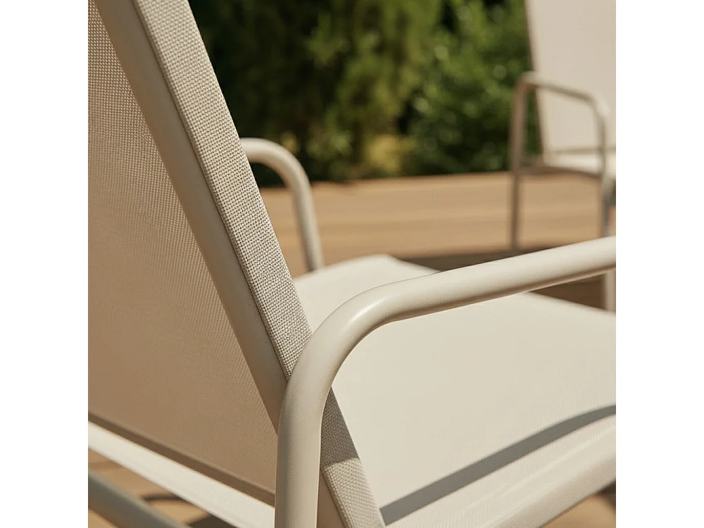 Kallia - Salon de jardin 4 places en acier traité et textilène - Beige