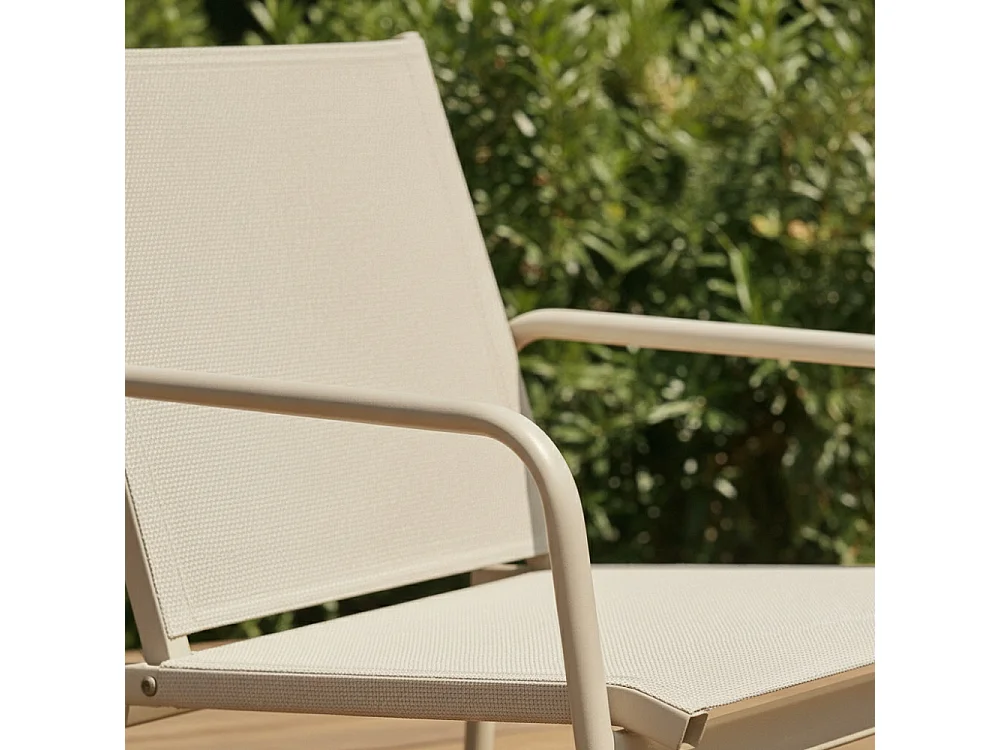 Kallia - Salon de jardin 4 places en acier traité et textilène - Beige