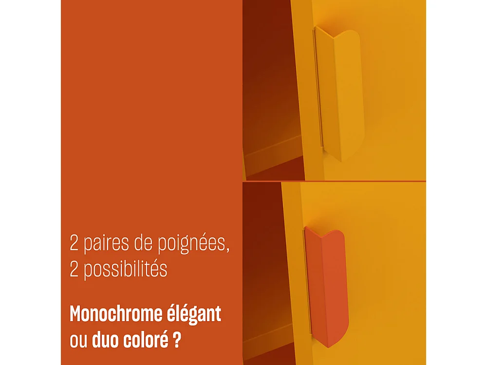 Adel - Buffet haut 2 portes en métal H110cm - Orange