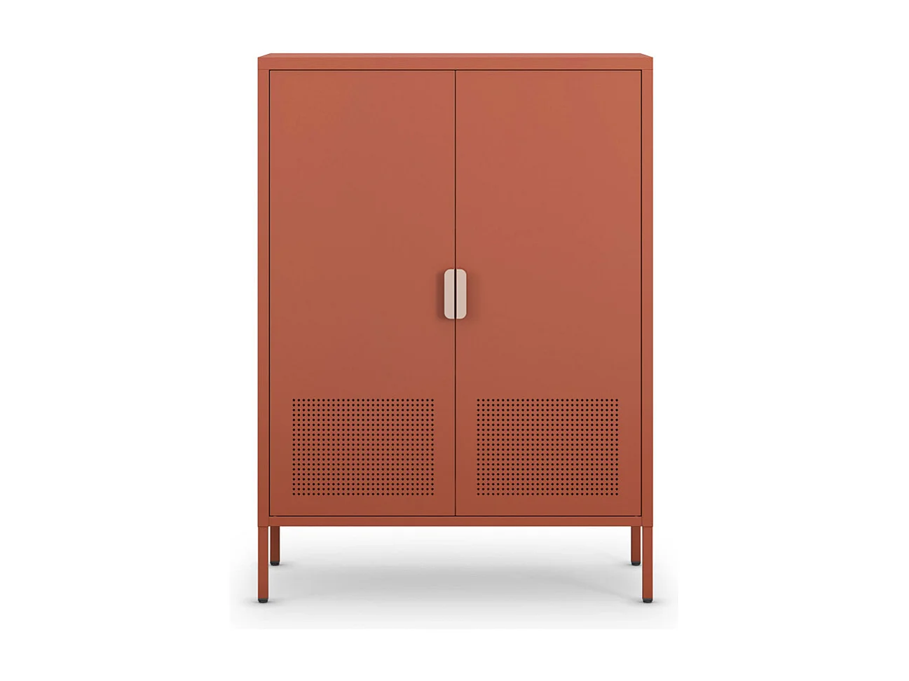 Adel - Buffet haut 2 portes en métal H110cm - Terracotta