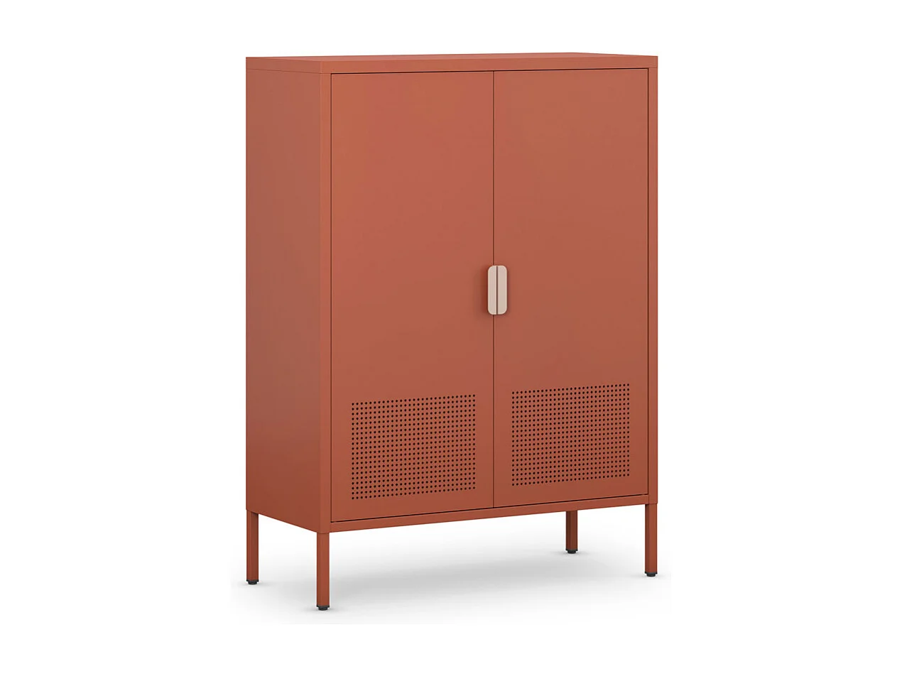 Adel - Buffet haut 2 portes en métal H110cm - Terracotta