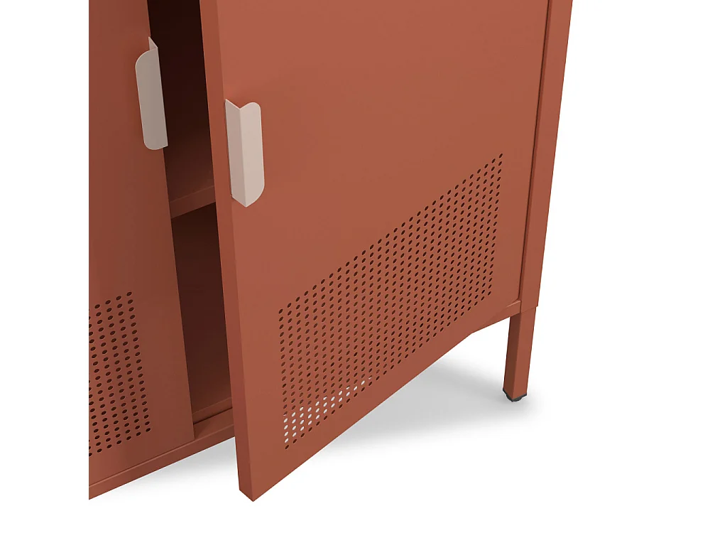 Adel - Buffet haut 2 portes en métal H110cm - Terracotta