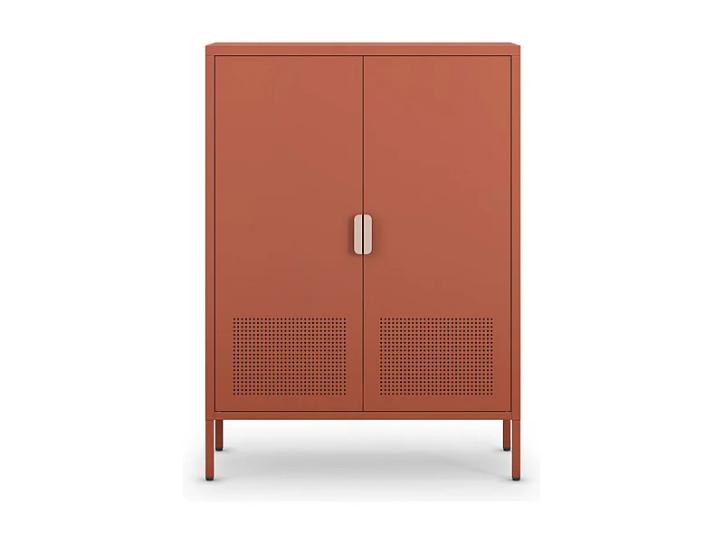 Adel - Buffet haut 2 portes en métal H110cm - Terracotta