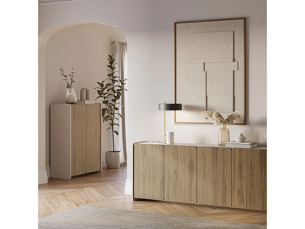 Enara - Buffet 4 portes en bois L180cm - Bois foncé