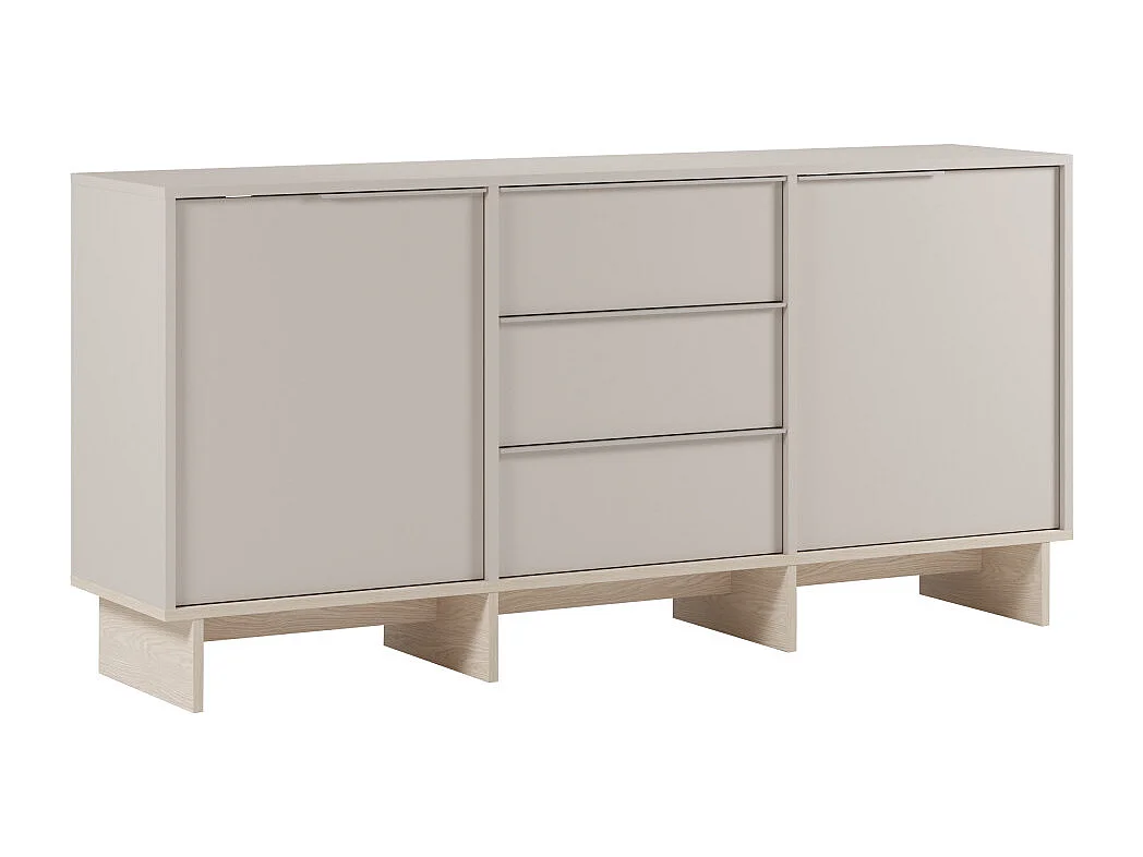 Harriet - Buffet 2 portes 3 tiroirs en bois et métal L176cm - Beige