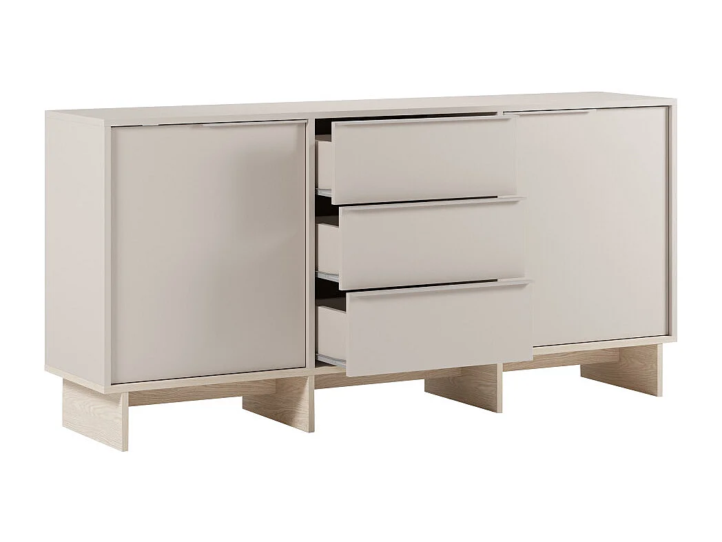 Harriet - Buffet 2 portes 3 tiroirs en bois et métal L176cm - Beige
