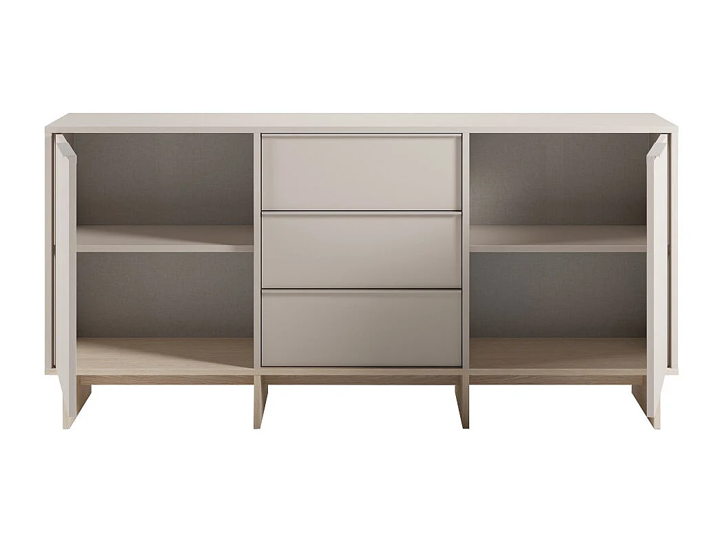 Harriet - Buffet 2 portes 3 tiroirs en bois et métal L176cm - Beige