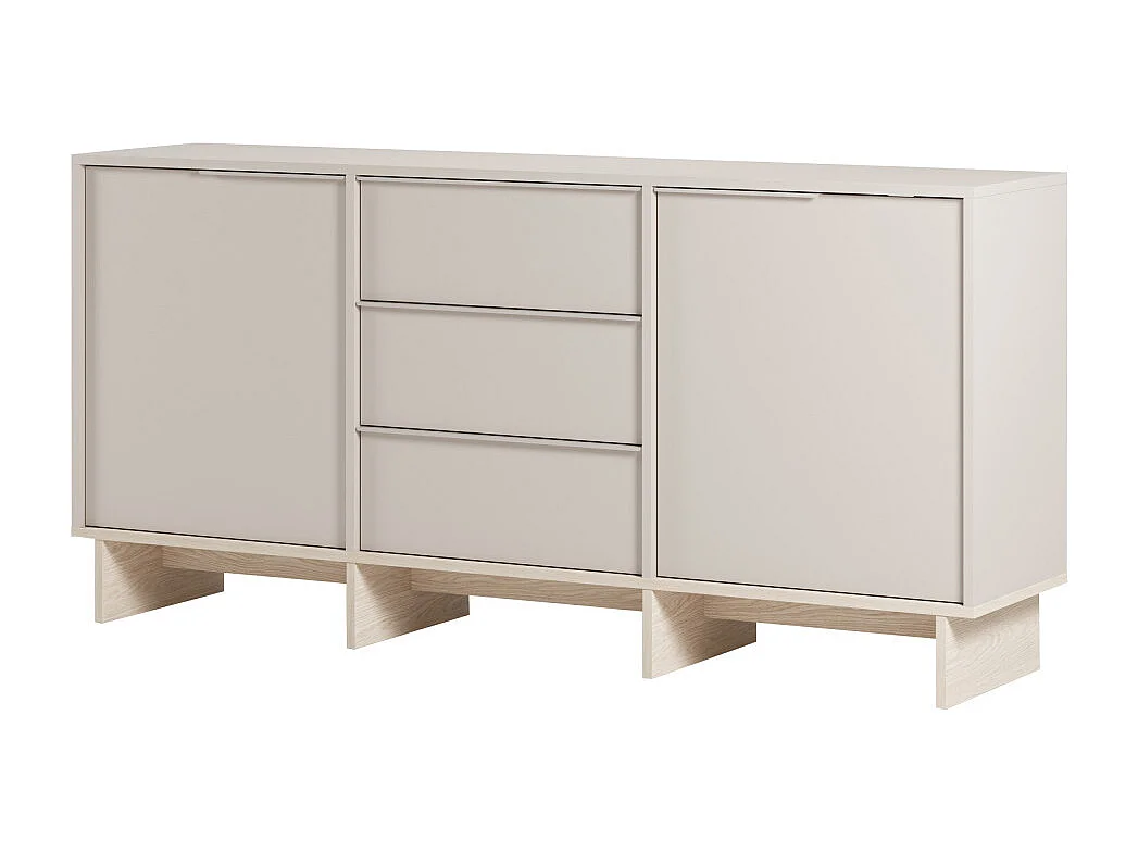 Harriet - Buffet 2 portes 3 tiroirs en bois et métal L176cm - Beige