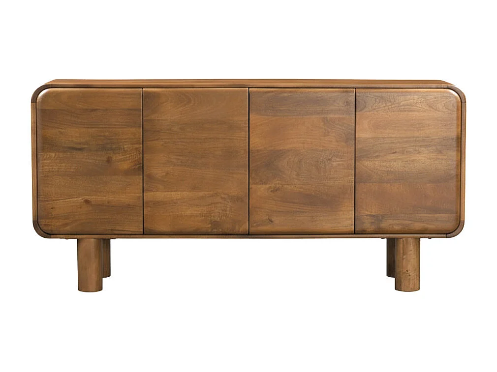Sira - Buffet 4 portes en bois massif L160cm - Bois foncé