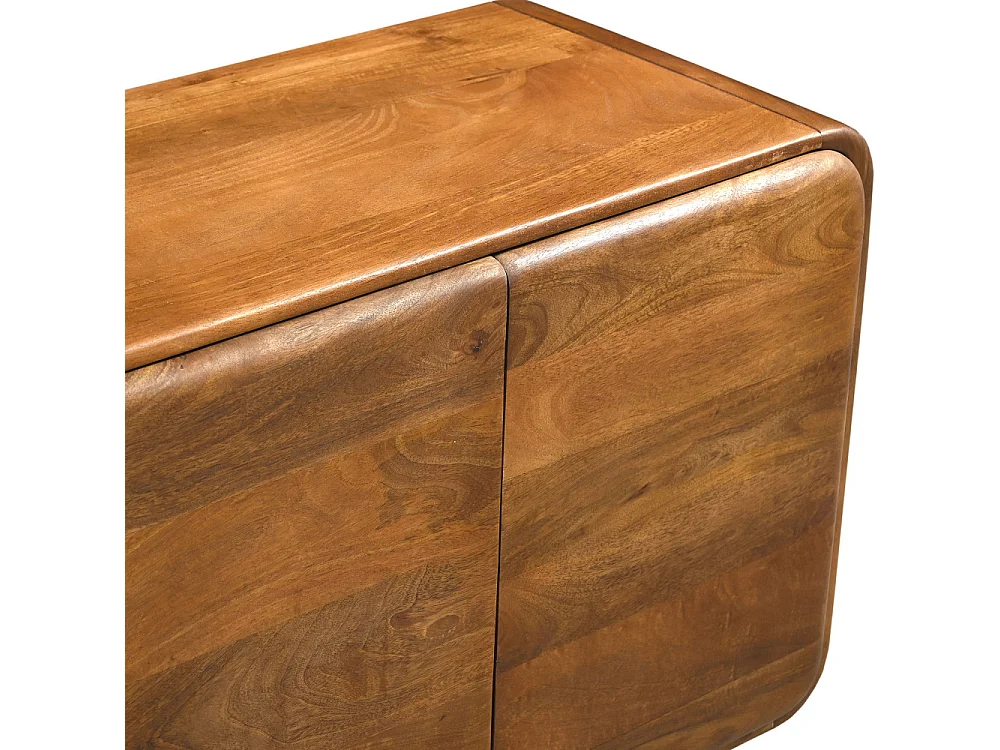 Sira - Buffet 4 portes en bois massif L160cm - Bois foncé