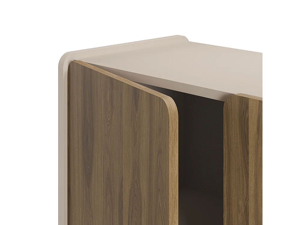 Enara - Buffet haut 2 portes en bois H125cm - Bois foncé