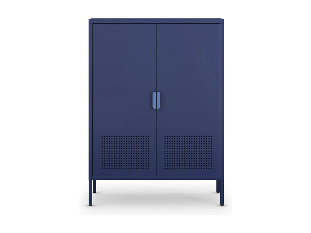 Adel - Buffet haut 2 portes en métal H110cm - Bleu