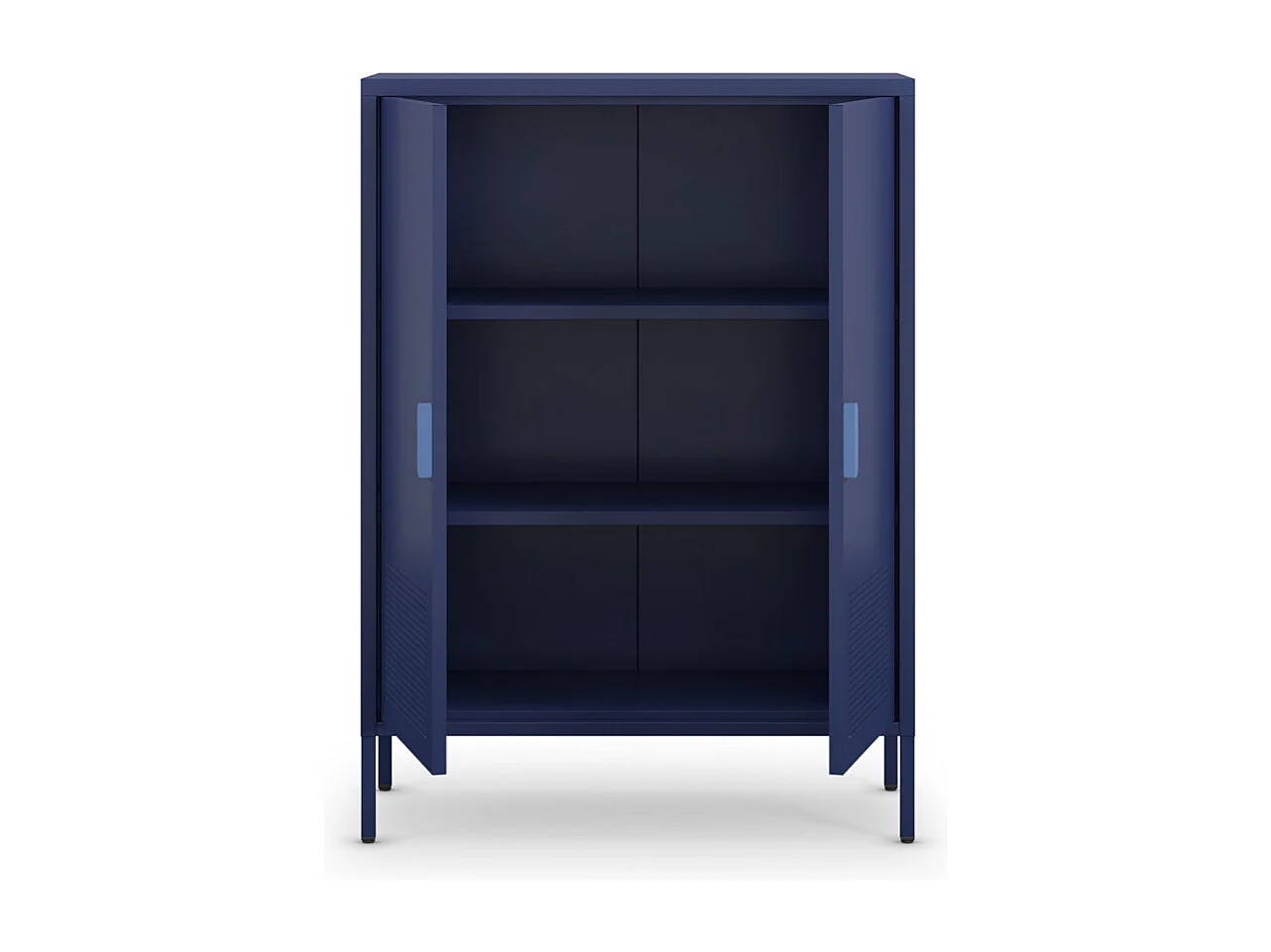 Adel - Buffet haut 2 portes en métal H110cm - Bleu