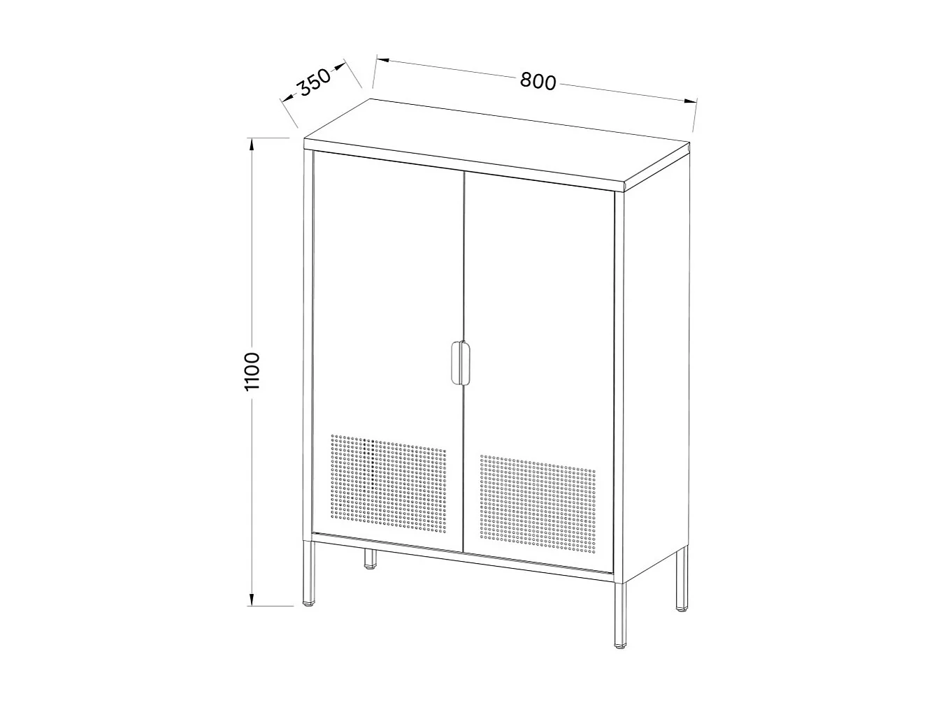 Adel - Buffet haut 2 portes en métal H110cm - Bleu
