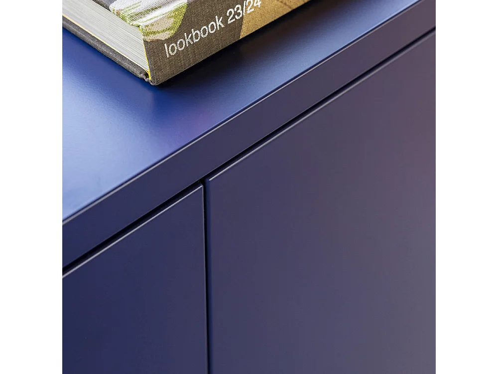 Adel - Buffet haut 2 portes en métal H110cm - Bleu