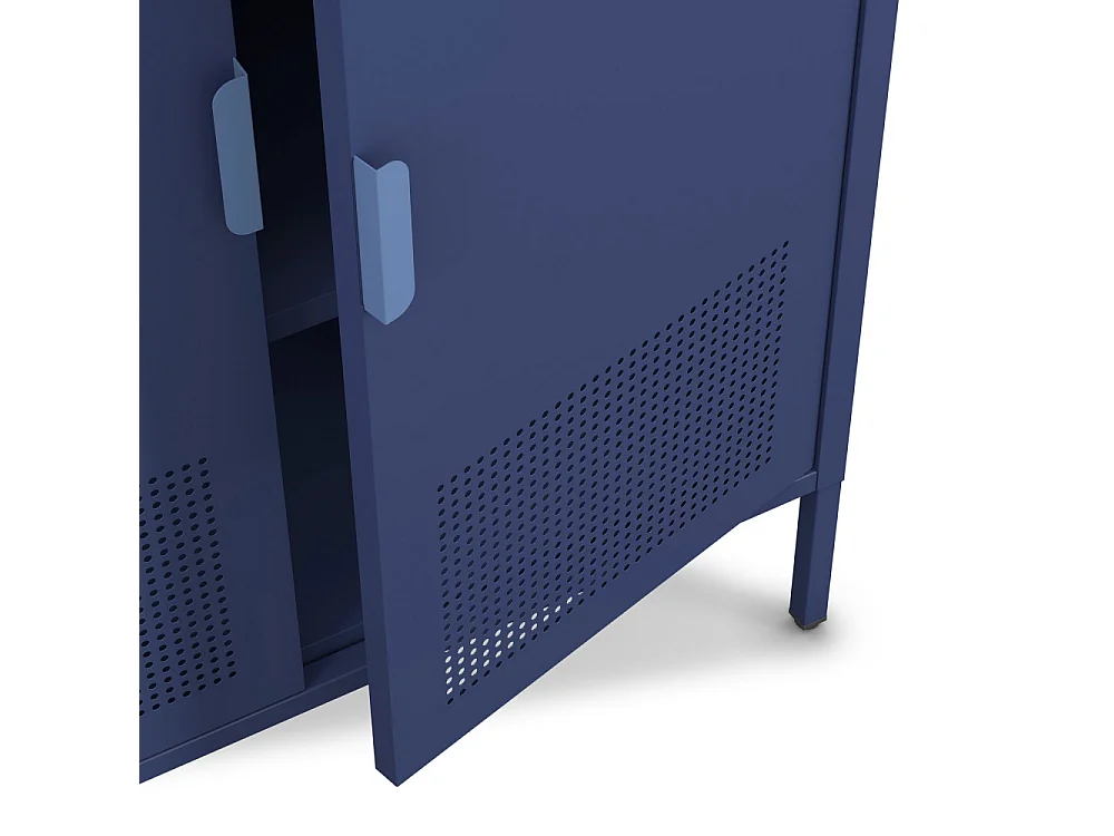 Adel - Buffet haut 2 portes en métal H110cm - Bleu