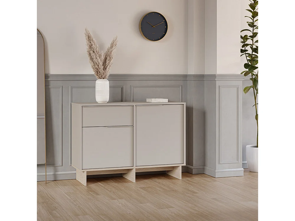 Harriet - Buffet 2 portes 1 tiroir en bois et métal L120cm - Beige