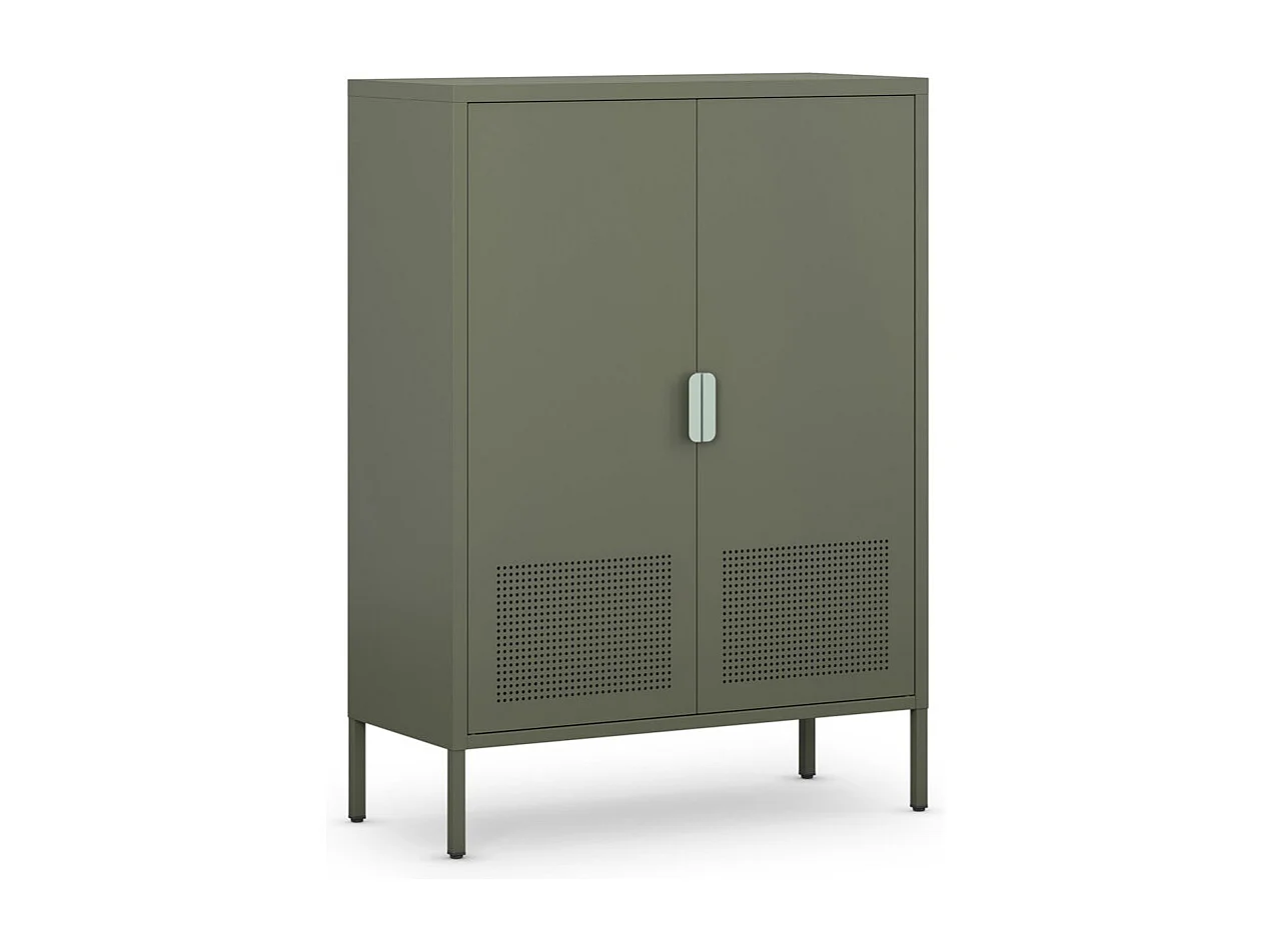Adel - Buffet haut 2 portes en métal H110cm - Vert