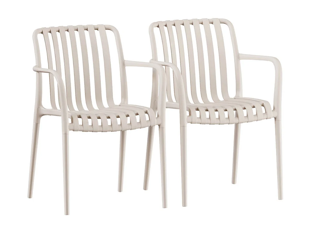 Brano - Lot de 2 fauteuils indoor/outdoor en résine - Beige
