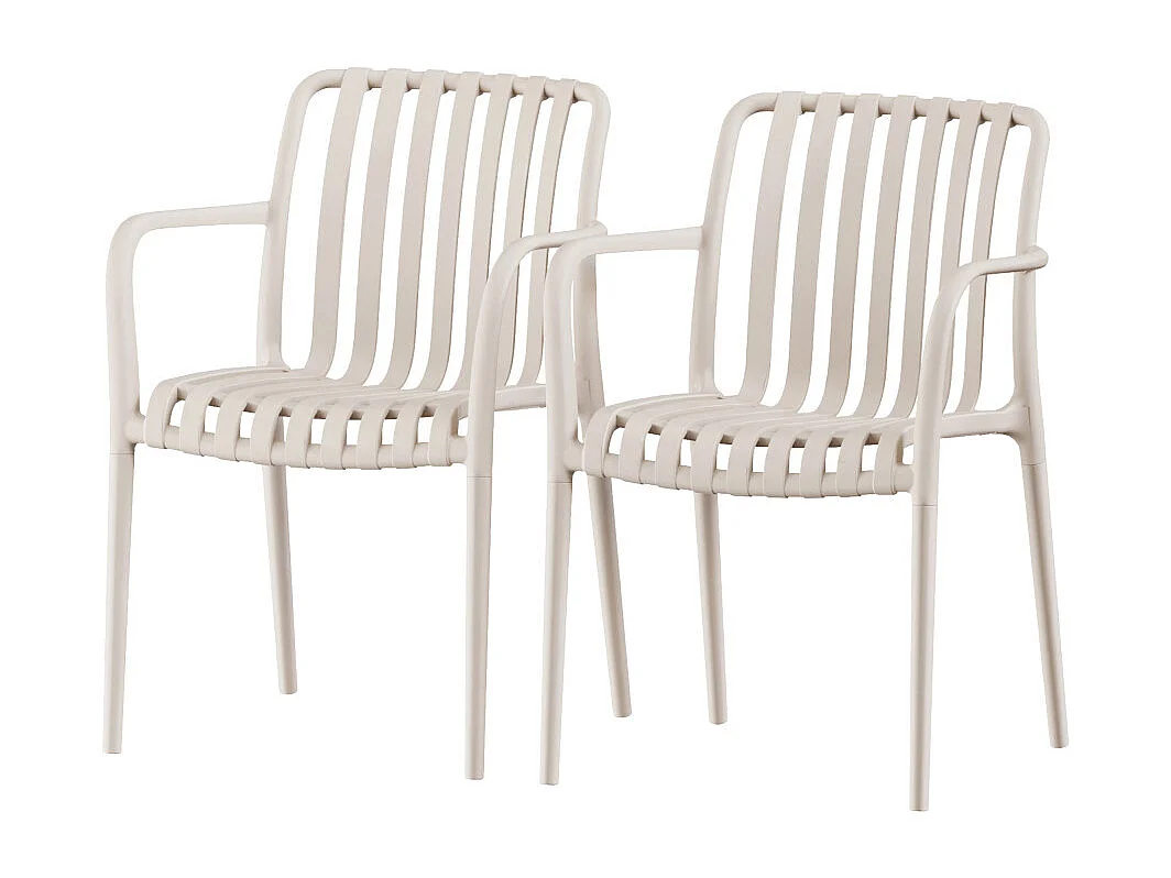 Brano - Lot de 2 fauteuils indoor/outdoor en résine - Beige