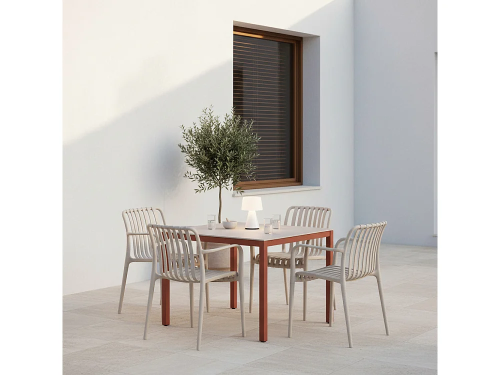 Brano - Lot de 2 fauteuils indoor/outdoor en résine - Beige