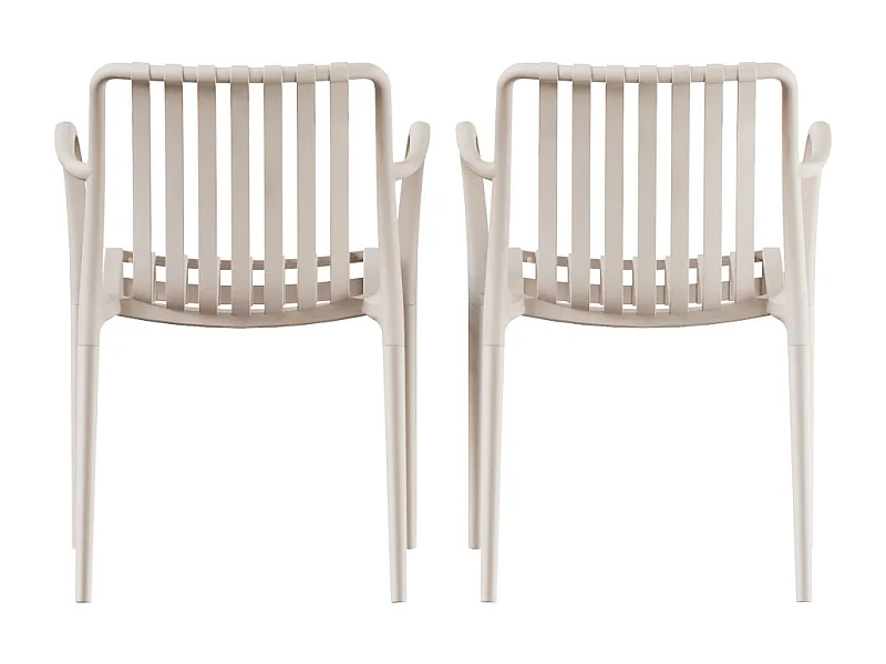 Brano - Lot de 2 fauteuils indoor/outdoor en résine - Beige