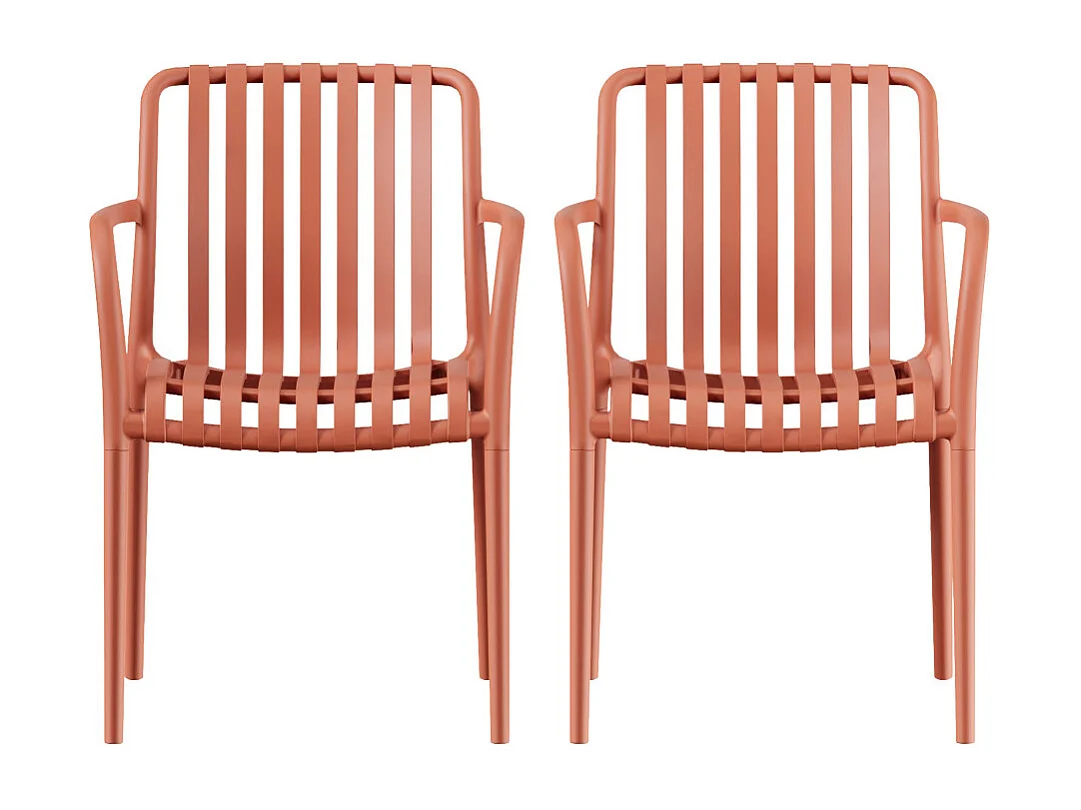 Brano - Lot de 2 fauteuils indoor/outdoor en résine - Terracotta