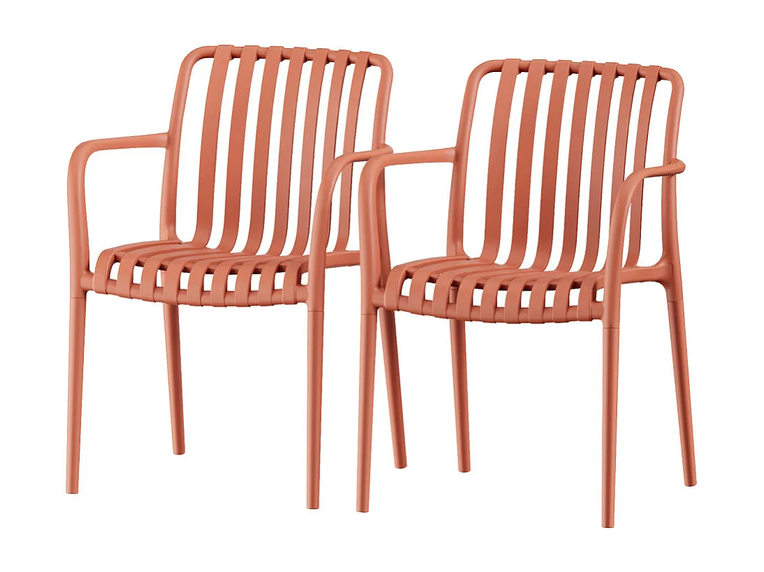 Brano - Lot de 2 fauteuils indoor/outdoor en résine - Terracotta