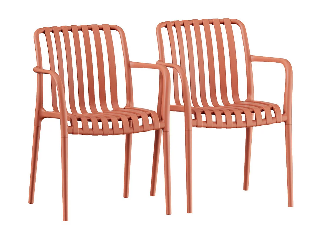 Brano - Lot de 2 fauteuils indoor/outdoor en résine - Terracotta