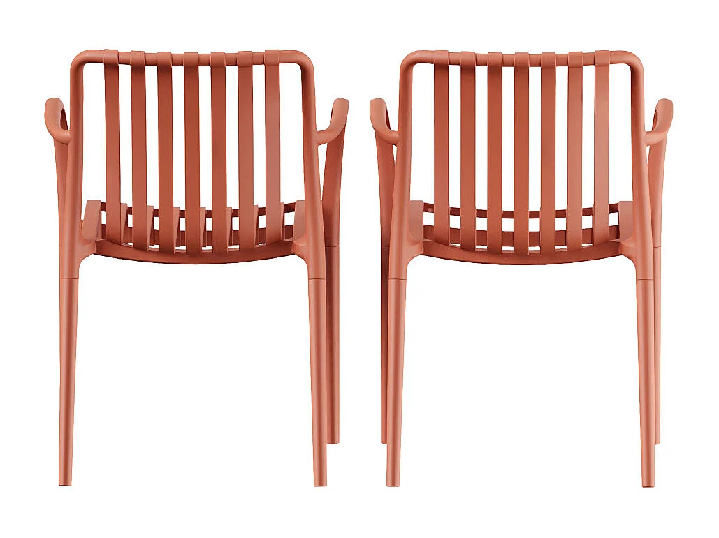 Brano - Lot de 2 fauteuils indoor/outdoor en résine - Terracotta