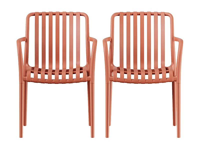 Brano - Lot de 2 fauteuils indoor/outdoor en résine - Terracotta