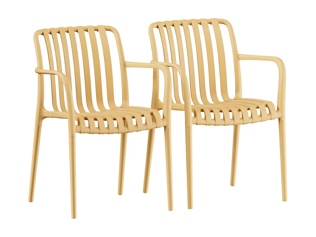 Brano - Lot de 2 fauteuils indoor/outdoor en résine - Sable