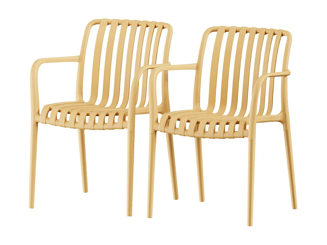 Brano - Lot de 2 fauteuils indoor/outdoor en résine - Sable