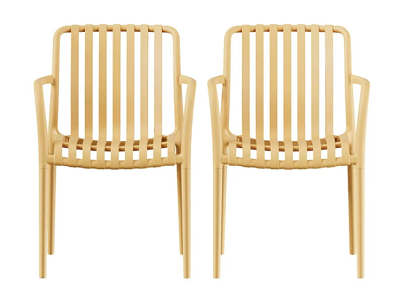 Brano - Lot de 2 fauteuils indoor/outdoor en résine - Sable