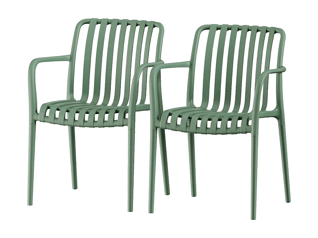 Brano - Lot de 2 fauteuils indoor/outdoor en résine - Vert