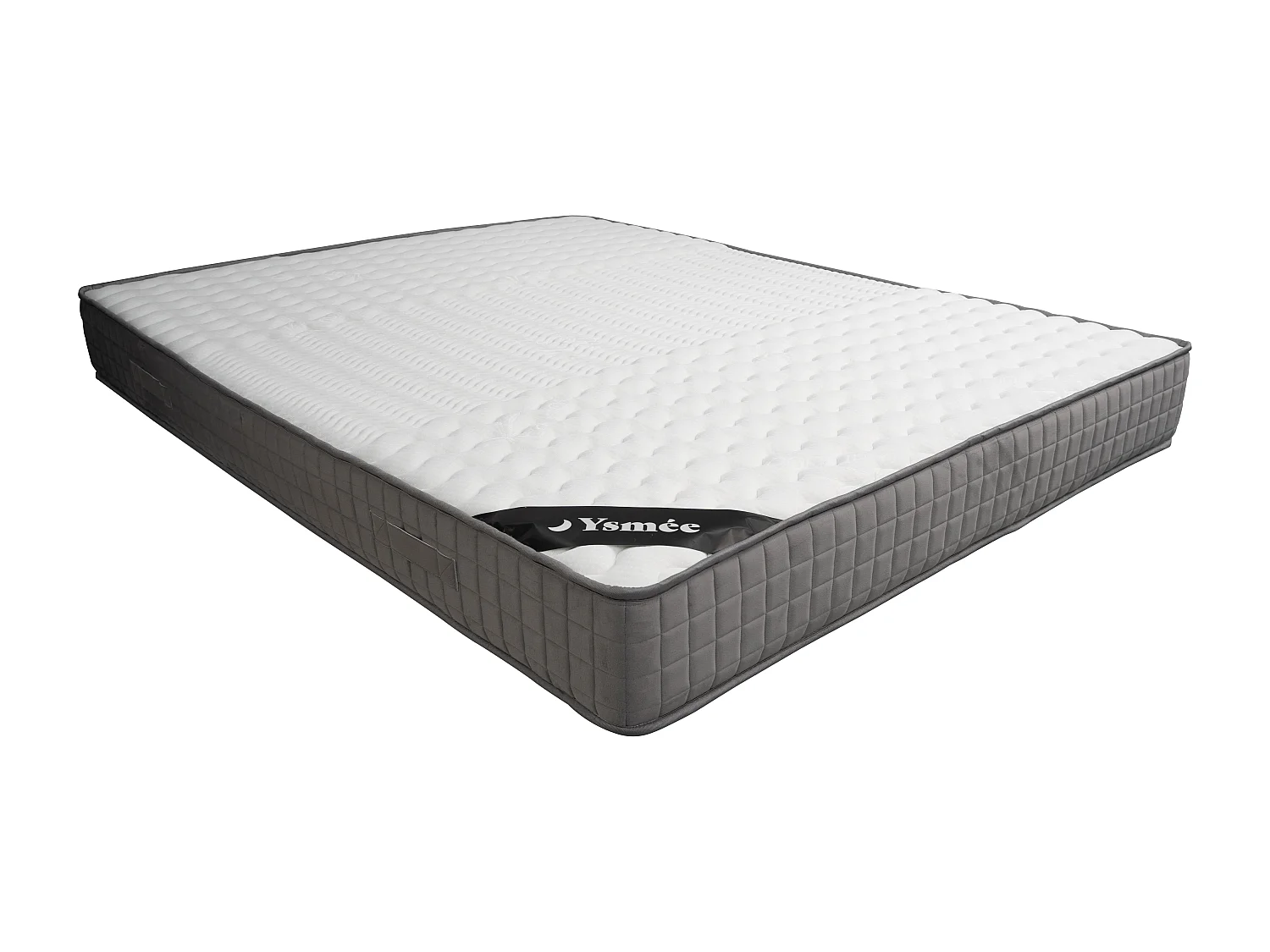 Lit avec chevets 140 x 190 cm - 2 tiroirs - Avec LEDs - Coloris : Naturel et anthracite + Sommier + Matelas - FRANCOLI